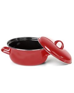 Bemus Emaille Bratentopf 20 cm, rot glänzend / Kochtopf