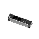 BACHMANN Alu Schuko-Steckdoseneinheit 2-fach mit 2-fach USB-Charger / Steckdosenleiste / Tisch-Steckdosen / Schukosteckdosen