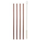 Metaltex 253184000 Trinkhalme INOX in Kupferfarbe gerade 4 Stk. mit Reinigungsbürste / Strohhalme