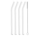 Metaltex 253186000 Trinkhalme geknickt aus Glas, 4 Stk. mit Reinigungsbürste / Strohhalme
