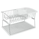 METALTEX Geniustex 45 x 31 x 28 cm - Spülkorb mit Abtropfschale und Bestecksammler, silber/transparent, Polytherm / Geschirrkorb / Abtropfgestell