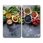 KESPER 3654313 Multi-Glasschneideplatte 2er Pack Motiv AVOCADO / Herdabdeckplatte / Glasschneidbrett / Glasplatte / Spritzschutz