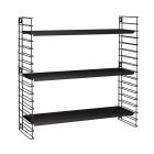 METALTEX 377603080 Bücherregal TOMADO mit 3 schwarzen Böden u. schwarzen Seiten / Hängeregal / TOMADO-Regalsystem