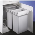 WESCO 757811-85 Abfallsorter 52 (2x26) Liter BIG DOUBLE ab 40 cm Schrankbreite / Traditionline Double-Master 485 S/400-2, alugrau