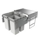 Abfallsorter COX® BASE 460 S/600-3 in HELLGRAU mit 53 (1 x 28/2 x 12,5) Liter Volumen / ab 60 cm