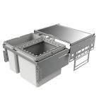 NABER Cox® Base 360 R/600-2 Abfallsorter in HELLGRAU mit 45 (1x29+1x16) Liter Volumen / ab 60 cm Schrankbreite