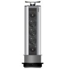 EVOLINE Port-1 LED Sonderanfertigung mit 3 Steckdosen und 1 Schalter für externe Beleuchtung, Deckel aus Edelstahl