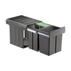 WESCO 857721-72 Abfallsorter 40 (20+2x10) Liter BIO TRIO MAXI 40 DT oriongrau, inkl. Biodeckel, ab 40 cm Schrankbreite