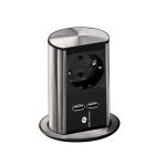 Bachmann 928.017 ELEVATOR Energiestation mit Schuko-Steckplatz und 2 USB Charger / Steckdosen versenkbar / Steckdosenleiste / Bachmann