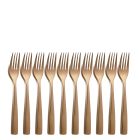 10er SET COMAS 6111 Kuchengabel BARCELONA KUPFER Edelstahl 18/10 / PVD-Beschichtung / Kupfer-Finish
