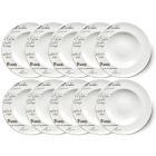 10er SET CreaTable - EUROPA GUSTOSO - Pastateller 30,5 cm aus Porzellan mit Schriftdekor