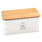 KESPER 1804563 Brotbox aus Weißblech und Bambus im Landhaus-Stil / Brotaufbewahrung / Country Collection