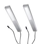 LED 46 Piccolo Set bestehend aus 2 Leuchten aus Edelstahl in warmweiß und einem LED Netztteil / Unterbauleuchten / Schrankleuchten / Leuchtensystem / Leuchte