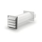 Mauerkasten KLIMA-E flow 150 mit Edelstahl-Außenjalousie mit Rückstauklappe / Rechteckaufnahme 227a x 94a mm / Compair flow (System Ø 150)