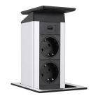 EVOline PORT Push Cuisine 2-fach VDE Steckdosenleiste und USB-Port, versenkbar / Mehrfachsteckdose / Steckdosenverteiler