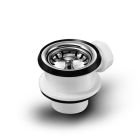 Universal Siebkorbventil 70 mm mit Anschluss für Überlauf und Siebkörbchen manuell / Ablauf / Abfluss / Ersatzteil / Spüle