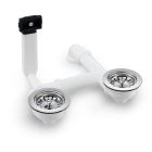 Universal 3,5 Zoll Ab- und Überlaufgarnitur Ø 114 mm manuell für Spülen mit zwei Becken und einem Überlauf / Ablaufgarnitur / Abfluss / Ersatzteil / Spüle