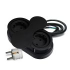 THEBO 2-fach Einbausteckdose ST 09 in Schwarz mit drehbarer Abdeckung / IP20
