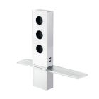 Turm Energiebox Design Edelstahl mit Glas weiß - Schuko 3-fach und 2-fach USB / Steckdosen / USB-Port