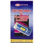 Edelstahlschaber SET 4tlg für Glaskeramik Kochfelder / WECO / Reinigungsset / Ersatzklingen / Wischtuch