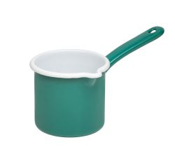 RIESS 0285-111 Schnabeltopf 12 cm mit Stiel, 1 L, Emaille, Nature Green - Dark / Milchtopf