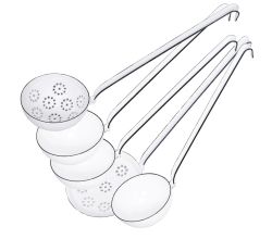 RIESS 0576-033 Schöpferset 5tlg., Emaille, Weiß, mit Schöpflöffel, Schaumlöffel und Backschaufel