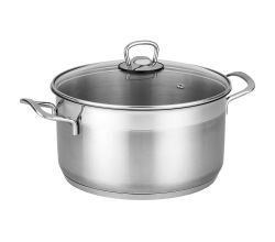 Bemus Kochtopf STELLA - 6,1 Liter, Edelstahl 18/10, Allzwecktopf mit Glasdeckel Ø 24 cm x 14 cm