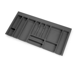 emuca Besteckeinsatz Optima für Schrankbreite 100 cm, Rand schneidbar (B 904-936 x T 418-482), Kunststoff, Anthrazitgrau