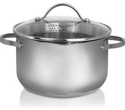 Karl Krüger 101016A Fleischtopf Edelstahl mit Glasdeckel, Ø 16 cm / Kochtopf
