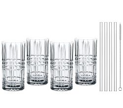 NACHTMANN 103144 TASTES GOOD Longdrinkgläser Gläser 4er Set und Glastrinkhalme