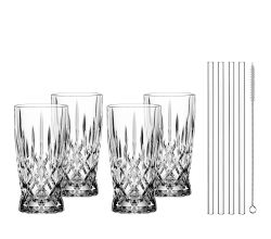 NACHTMANN 104671 NOBLESSE Latte Macchiato Gläser 4er Set und Glastrinkhalme