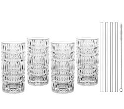 NACHTMANN 106658 TASTES GOOD ETHNO Longdrinkgläser 4er Set und Glastrinkhalme
