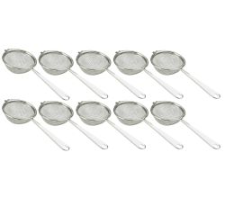 10er SET METALTEX Sieb fein, 7 cm, Drahtgriff mit Kunststoffeinlage, verzinnt