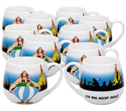 10er SET KÖNITZ Kuschelbecher Asterix - Ich bin nicht dick - 420 ml / Motivtasse