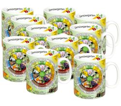 10er SET KÖNITZ Wissensbecher GEMÜSEGARTEN 460 ml aus Porzellan / Motivbecher