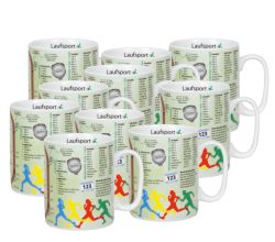 10er SET KÖNITZ 1113303048 Wissensbecher LAUFSPORT 460 ml aus Porzellan / Motivbecher