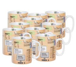 10er SET KÖNITZ 1113303050 Wissensbecher IT 460 ml aus Porzellan / Motivbecher Informationstechnik