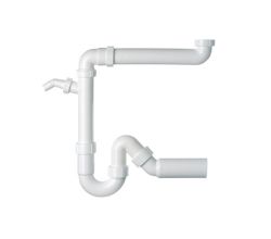 FRANKE Siphon 1 1/2" mit Raumsparabgang und Abwasserschlauchanschluss / Röhrensiphon / Geruchsverschluss