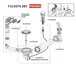 FRANKE Ab- und Überlaufgarnitur 112.0374.393 für Spüle BOX BXX 210-40 A mit Drehexcenterventil