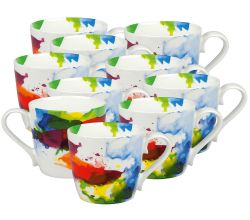 10er SET KÖNITZ 1120571694 Becher 450 ml - On Colour - FLOW aus Bone China Porzellan / Designbecher