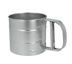 METALTEX 115025010 Mehlschüttelsieb 10 cm aus Weißblech mit Einhand-Mechanismus / Weißblech / Mehlsieb / Puderzuckersieb