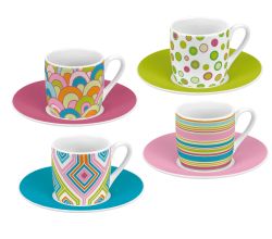 KÖNITZ 4er Geschenkset Espresso 85 ml - SPRING - aus Porzellan / Designbecher