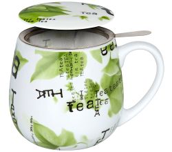 Könitz Becher mit Sieb und Deckel 420 ml Tea for you - Tea Collage / Teebecher