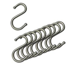 10er SET - S-Haken einfach EDELSTAHL OPTIK für Relingsystem LINERO K 16 und HIGHLINE Funktionssäulensystem
