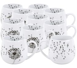 10er SET KÖNITZ 1111431775 Kuschelbecher 400 ml Music Dandelion, Porzellan / Löwenzahn Becher