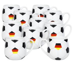 10er SET KÖNITZ 1111433030 Könitz Kuschelbecher Fußball Deutschland, 400 ml, Porzellan / Becher