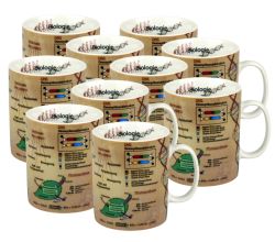10er SET KÖNITZ 1113301624 Wissensbecher BIOLOGIE 490 ml aus Porzellan / Motivbecher