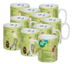 10er SET KÖNITZ 1113303029 Wissensbecher GOLF 460 ml aus Porzellan / Motivbecher