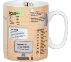KÖNITZ 1113303050 Wissensbecher IT 460 ml aus Porzellan / Motivbecher Informationstechnik