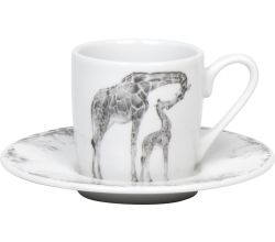 KÖNITZ 1150532760 Espressotasse mit Untertasse Amazing Animals - Giraffen 85 ml aus Bone China Porzellan